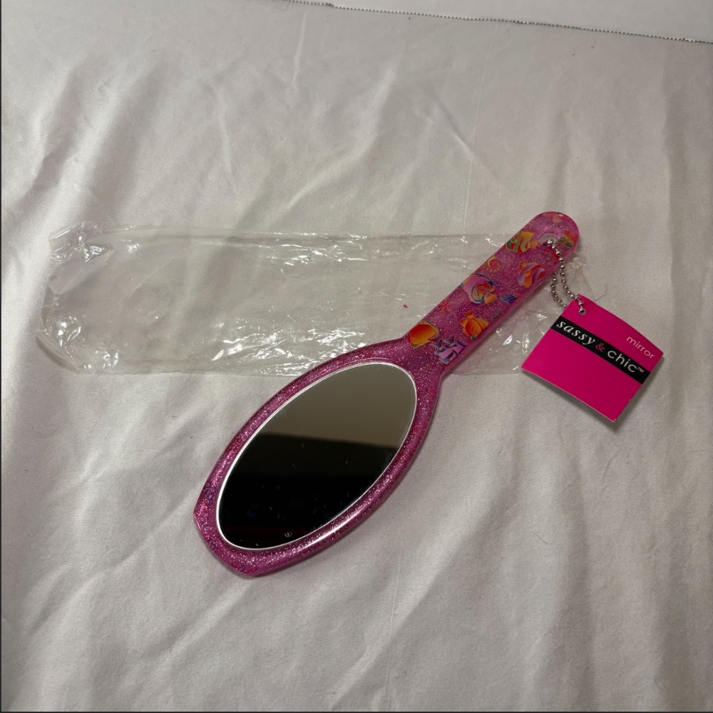 Vintage Sassy Chic Fashion Handheld Pink Fish Mirror New in Bag